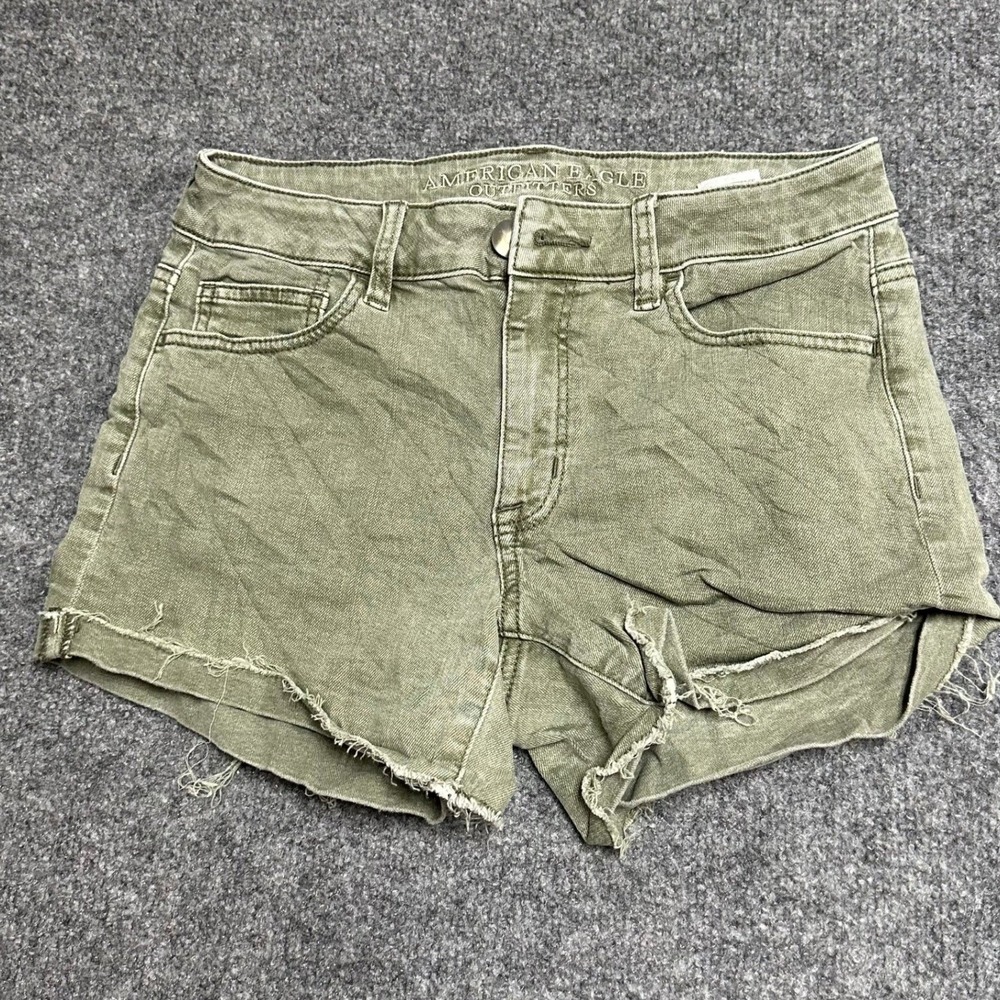 American Eagle Shorts Womens 4 Olive Green Super Super Stretch Cut Off Raw Hem